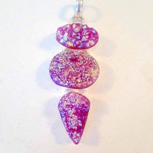 Sterling Silver Hot Pink Drusy pendant